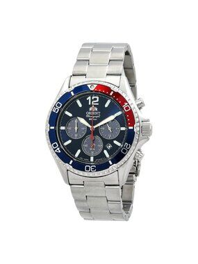 NWT Orient Mako Solar Chronograph Blue Dial Men's Watch